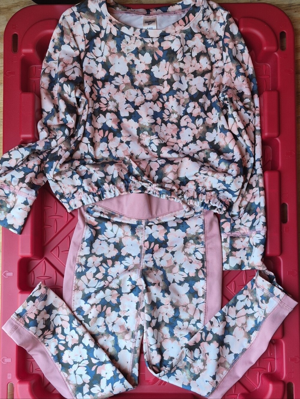 OshKosh B'gosh Girls Pink and Blue Floral Matching Set Size 6